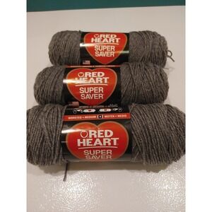 Red Heart Super Saver Yarn-Grey Heather, E300-400 :  3 Skeins